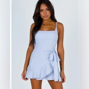 Princess Polly Light Blue Wrap Mini Dress Size 8